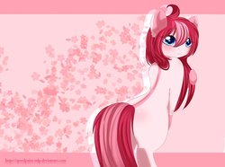 Size: 1024x762 | Tagged: safe, artist:php146, oc, oc only, oc:amai, earth pony, pony, cute, female, looking at you, looking back, mare, rear view, smiling, solo