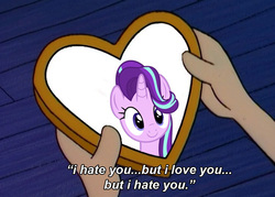 Size: 500x357 | Tagged: safe, starlight glimmer, pony, g4, conflicted, discussion in the comments, drama, helga pataki, hey arnold, meme, starlight drama, tsundere