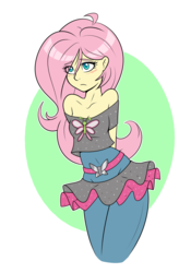 Size: 1080x1541 | Tagged: safe, artist:ambris, fluttershy, dance magic, equestria girls, equestria girls specials, g4, abstract background, adorasexy, beautiful, beautisexy, blushing, breasts, clothes, colored pupils, cute, eye clipping through hair, female, hands behind back, sexy, shoulderless, shyabetes, small breasts, solo, tutu
