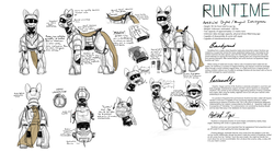 Size: 4000x2224 | Tagged: safe, artist:testostepone, oc, oc only, oc:runtime, pony, robot, robot pony, colored, reference sheet, text