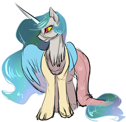 Size: 2059x2000 | Tagged: safe, artist:not-ordinary-pony, oc, oc only, draconequus, hybrid, female, high res, interspecies offspring, offspring, parent:discord, parent:princess celestia, parents:dislestia, simple background, solo, white background