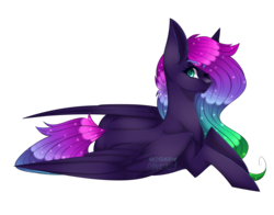 Size: 4200x3300 | Tagged: safe, artist:pinkxei, oc, oc only, oc:north light, pegasus, pony, eyebrows, eyebrows visible through hair, female, high res, mare, pegasus oc, prone, simple background, solo, transparent background