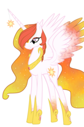 Size: 1024x1551 | Tagged: safe, artist:symphstudio, princess celestia, alicorn, pony, g4, alternate design, colored wings, colored wingtips, female, mare, simple background, solo, transparent background