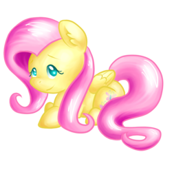 Size: 800x800 | Tagged: safe, artist:bubblyblackbird, fluttershy, pegasus, pony, g4, female, folded wings, looking at you, mare, no pupils, prone, simple background, solo, transparent background