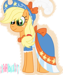 Size: 1024x1229 | Tagged: safe, artist:xxfluffypachirisuxx, applejack, earth pony, pony, g4, magical mystery cure, clothes, coronation dress, dress, female, hat, mare, simple background, solo, transparent background
