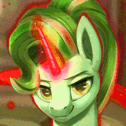 Size: 444x444 | Tagged: safe, artist:rodrigues404, color edit, edit, starlight glimmer, pony, unicorn, g4, animated, cinemagraph, color cycling, colored, female, gif, lidded eyes, looking at you, magic, perfect loop, smiling, smirk, solo, sparkles