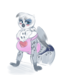 Size: 4000x4688 | Tagged: safe, artist:mrscurlystyles, oc, oc only, griffon, anthro, absurd resolution, blushing, chest fluff, female, griffon oc, looking at you, simple background, solo, white background