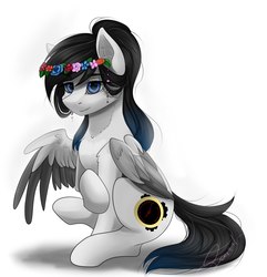 Size: 1905x1975 | Tagged: safe, artist:the---sound, oc, oc only, pegasus, pony, female, floral head wreath, flower, mare, solo