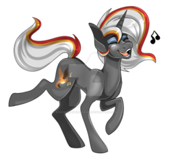 Size: 800x750 | Tagged: safe, artist:derpsonhooves, oc, oc only, oc:velvet remedy, pony, unicorn, fallout equestria, eyes closed, fanfic, fanfic art, female, horn, mare, music notes, open mouth, simple background, singing, solo, transparent background, watermark