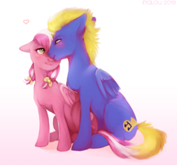 Size: 1290x1200 | Tagged: safe, artist:imalou, oc, oc only, pegasus, pony, colt, couple, cute, female, male, mare, simple background
