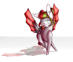 Size: 1024x863 | Tagged: safe, artist:symphstudio, oc, oc only, oc:dingle berries, bat pony, pony, chibi, eyes closed, female, mare, solo, tongue out