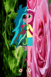 Size: 420x642 | Tagged: safe, artist:rebecablood, gaea everfree, gloriosa daisy, equestria girls, g4, my little pony equestria girls: legend of everfree, clothes, duality, female, self paradox, shorts