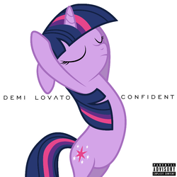 Size: 800x800 | Tagged: dead source, safe, artist:penguinsn1fan, artist:yanoda, twilight sparkle, pony, unicorn, g4, the crystal empire, album, album cover, cover, dancing, demi lovato, eyes closed, female, mare, parody, ponified, ponified album cover, simple background, solo, unicorn twilight, vector, white background