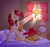 Size: 1860x1749 | Tagged: safe, artist:clefficia, oc, oc only, oc:pretty shine, pony, unicorn, bed, female, gift art, lamp, mare, morning ponies, one eye closed, solo, waking up, window, yawn