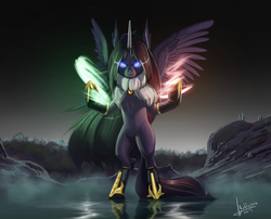 Size: 1115x900 | Tagged: safe, artist:rublegun, oc, oc only, alicorn, pony, looking at you, magic, standing