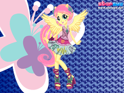 Size: 800x600 | Tagged: safe, artist:user15432, fluttershy, human, pegasus, equestria girls, g4, my little pony equestria girls: rainbow rocks, alternate hairstyle, boots, clothes, dressup, feet, female, hairstyle, hasbro, hasbro studios, high heel boots, humanized, new hairstyle, pegasus wings, ponied up, rainbow hair, rainbow rocks outfit, rock and roll, shoes, skirt, solo, starsue, winged humanization, wings
