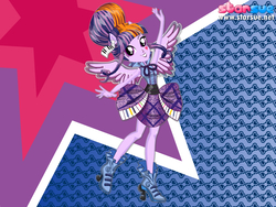 Size: 800x600 | Tagged: safe, artist:user15432, twilight sparkle, human, equestria girls, g4, my little pony equestria girls: rainbow rocks, alternate hairstyle, clothes, dressup, female, hairstyle, hasbro, hasbro studios, high heels, humanized, new hairstyle, pegasus wings, ponied up, rainbow hair, rainbow rocks outfit, rock and roll, shoes, skirt, solo, starsue, twilight sparkle (alicorn), winged humanization, wings