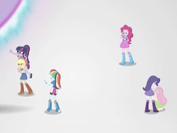 Size: 2048x1536 | Tagged: safe, screencap, applejack, fluttershy, pinkie pie, rainbow dash, rarity, sci-twi, twilight sparkle, equestria girls, equestria girls specials, g4, my little pony equestria girls: mirror magic, female, humane six, mirror world, portal