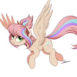 Size: 2048x2048 | Tagged: safe, artist:ncmares, oc, oc only, oc:sweet skies, pegasus, pony, commission, high res, multicolored hair, signature, simple background, solo, white background