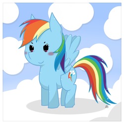 Size: 1719x1719 | Tagged: safe, artist:rockarboom, rainbow dash, pegasus, pony, g4, cloud, cute, dashabetes, female, solo