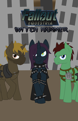 Size: 4500x7000 | Tagged: safe, artist:glacierfrostclaw, oc, oc only, oc:bad company, oc:brain damage, oc:misery raven, earth pony, pony, unicorn, fallout equestria, absurd resolution, cover art