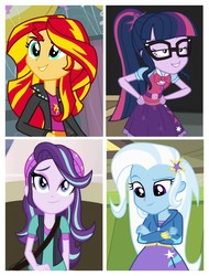Size: 3106x4096 | Tagged: safe, screencap, sci-twi, starlight glimmer, sunset shimmer, trixie, twilight sparkle, equestria girls, equestria girls specials, g4, mirror magic, movie magic, my little pony equestria girls, counterparts, high res, magical geodes, magical quartet, magical quintet, magical trio, twilight's counterparts