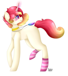 Size: 908x1024 | Tagged: safe, artist:kawurin, oc, oc only, oc:jessie feuer, oc:pink pearl, pony, unicorn, clothes, female, fusion, magic, mare, simple background, socks, solo, striped socks, transparent background