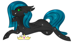 Size: 1264x758 | Tagged: safe, artist:dejji_vuu, queen chrysalis, oc, oc only, pegasus, pony, g4, crown, female, jewelry, lying down, mare, ponified, prone, regalia, simple background, solo, species swap, transparent background, wings