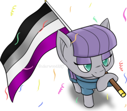 Size: 1412x1229 | Tagged: safe, artist:underwoodart, maud pie, earth pony, pony, g4, asexual, asexual pride flag, female, mare, no pupils, pride, pride flag, simple background, solo, white background