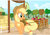 Size: 3508x2480 | Tagged: safe, artist:neoshrek, applejack, earth pony, pony, g4, apple, apple tree, cart, female, food, hay bale, high res, solo, sweat, tree