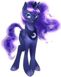 Size: 1398x1736 | Tagged: dead source, safe, artist:php94, princess luna, alicorn, pony, g4, female, looking at you, mare, simple background, smiling, solo, white background