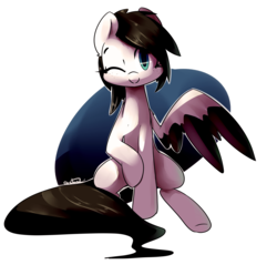 Size: 4752x4540 | Tagged: safe, artist:luxaestas, oc, oc only, oc:lamika, pegasus, pony, absurd resolution, colored wings, cute, female, gift art, mare, multicolored wings, one eye closed, sitting, solo, wink