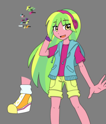 Size: 1580x1848 | Tagged: safe, artist:fantasygerard2000, lemon zest, equestria girls, equestria girls specials, g4, my little pony equestria girls: dance magic, clothes, female, headphones, shoes, shorts, sneakers, socks, solo