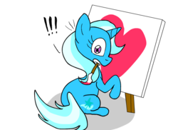 Size: 550x400 | Tagged: safe, artist:otakuponi, trixie, pony, unicorn, g4, female, mare, mouth hold, paintbrush, painting, simple background, solo, transparent background