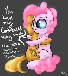 Size: 1800x2000 | Tagged: safe, artist:a8f12, pinkie pie, oc, pony, g4, cancer, duo, hope, hug, simple background, spanish