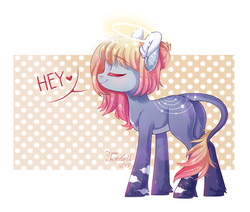 Size: 2360x2000 | Tagged: safe, artist:ten-dril, oc, oc only, earth pony, pony, eyes closed, female, halo, high res, mare, solo