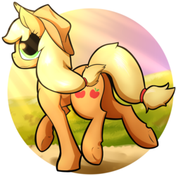 Size: 2700x2700 | Tagged: safe, artist:greenpidge, applejack, earth pony, pony, g4, female, high res, mare, simple background, solo, transparent background, trotting, underhoof, wavy mouth