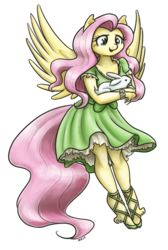 Size: 1000x1489 | Tagged: safe, artist:king-kakapo, angel bunny, fluttershy, pegasus, anthro, unguligrade anthro, g4, arm hooves, clothes, dress, duo, female, mare, sandals, simple background, transparent background, unshorn fetlocks
