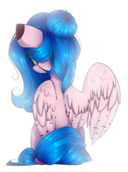 Size: 1024x1371 | Tagged: safe, artist:starlyfly, oc, oc only, pegasus, pony, female, mare, simple background, sitting, solo, transparent background
