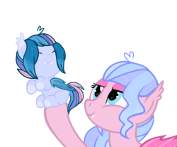 Size: 956x792 | Tagged: safe, artist:cloiepony, oc, oc only, oc:glitzy glam, oc:star dazzle, bat pony, pony, baby, baby pony, base used, female, holding a pony, mare, offspring, parent:oc:glitzy glam, parent:oc:sky fall, parents:oc x oc, simple background, transparent background