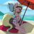 Size: 1000x1000 | Tagged: safe, artist:kennzeichen, oc, oc only, oc:bay breeze, pony, beach, beach umbrella, bedroom eyes, bikini, butt, clothes, commission, female, lidded eyes, looking at you, lying down, mare, panties, plot, prone, seductive, seductive look, seductive pose, sexy, striped underwear, stupid sexy bay breeze, summer, swimsuit, two-piece swimsuit, umbrella, underhoof, underwear, ych result