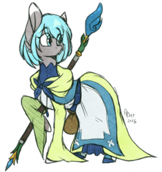 Size: 500x533 | Tagged: safe, artist:tay-niko-yanuciq, oc, oc only, pony, anime, bag, clothes, cute, gate (anime), lelei la lalena, mage, ponified, robes, simple background, solo, staff, transparent background, wizard