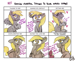 Size: 1600x1300 | Tagged: safe, artist:bow2yourwaifu, derpy hooves, g4, compliment, cute, derpabetes, doing loving things, eye contact, female, happy, looking at each other, love, marry, meme, petting, scared, solo, text, waifu