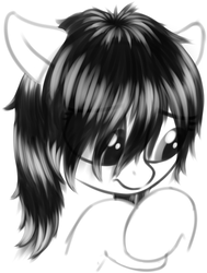 Size: 829x1096 | Tagged: safe, artist:smoldix, derpibooru exclusive, oc, oc only, oc:floor bored, earth pony, pony, bust, female, floppy ears, grayscale, hooves, hooves together, hooves up, looking down, monochrome, solo