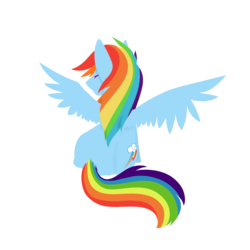 Size: 2000x2000 | Tagged: safe, artist:fantasystaples, rainbow dash, pegasus, pony, g4, backwards cutie mark, eyes closed, female, high res, mare, rear view, simple background, solo, spread wings, transparent background, wings
