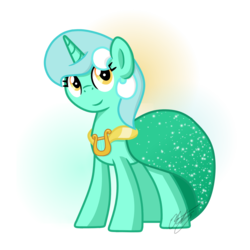 Size: 1000x1000 | Tagged: safe, artist:libbythekautz, lyra heartstrings, pony, unicorn, g4, clothes, dress, female, gala dress, mare, simple background, smiling, solo, transparent background