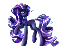 Size: 1500x1200 | Tagged: safe, artist:akimi--chan, nightmare rarity, pony, unicorn, g4, choker, colored pupils, female, looking at you, mare, raised hoof, simple background, slit pupils, solo, transparent background