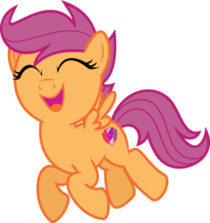 Size: 4967x5280 | Tagged: safe, artist:jhayarr23, scootaloo, pegasus, pony, g4, absurd resolution, cute, cutealoo, eyes closed, female, filly, happy, open mouth, simple background, smiling, solo, transparent background, vector