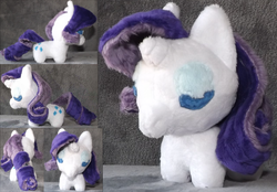 Size: 1940x1351 | Tagged: safe, artist:salty-bacon, rarity, pony, unicorn, g4, chibi, eyes closed, female, irl, mare, photo, plushie, solo