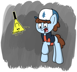 Size: 1148x1073 | Tagged: safe, artist:techreel, pony, bill cipher, crossover, dipper pines, gravity falls, human to pony, implied transformation, male, ponified, simple background, transparent background